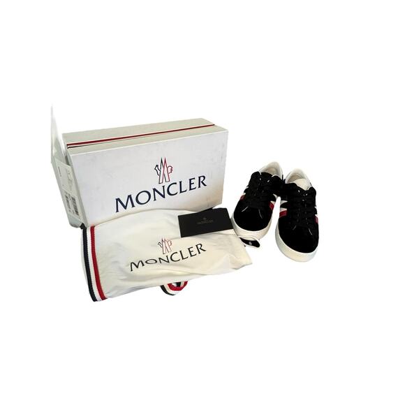 Moncler NIB Monaco M Suede Sneakers in Black Size 42.5 - Picture 3 of 14